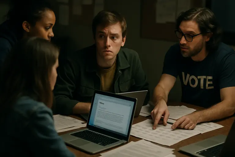 Campaign team checking message approvals before publishing online