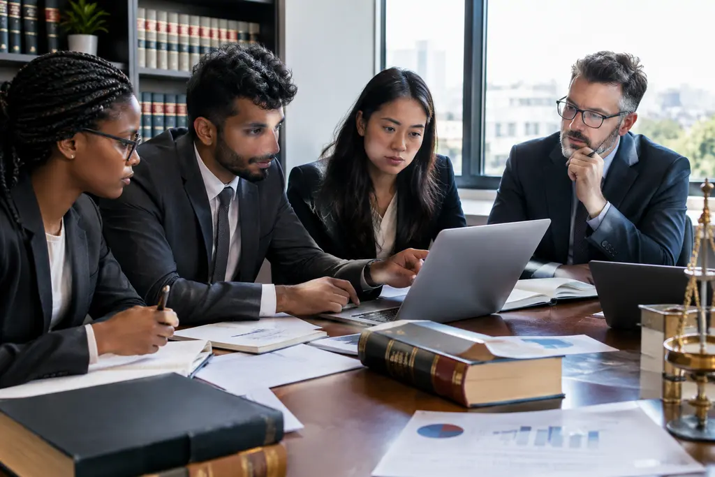 AI legal challenges shown through court files and a laptop used for advocacy work