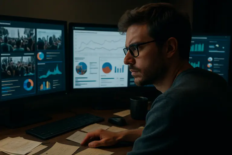Digital advertising dashboard open beside notes on consumer protection