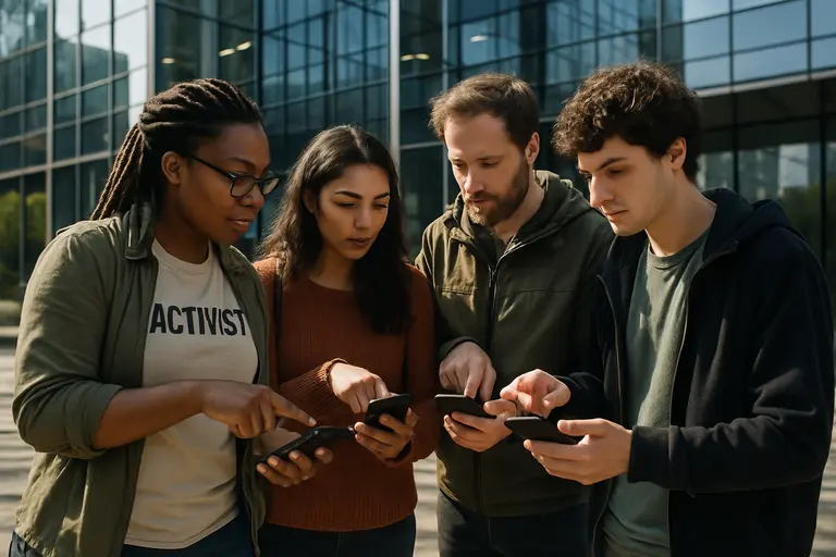 Digital campaign team preparing hearing clips and policy notes for social posts