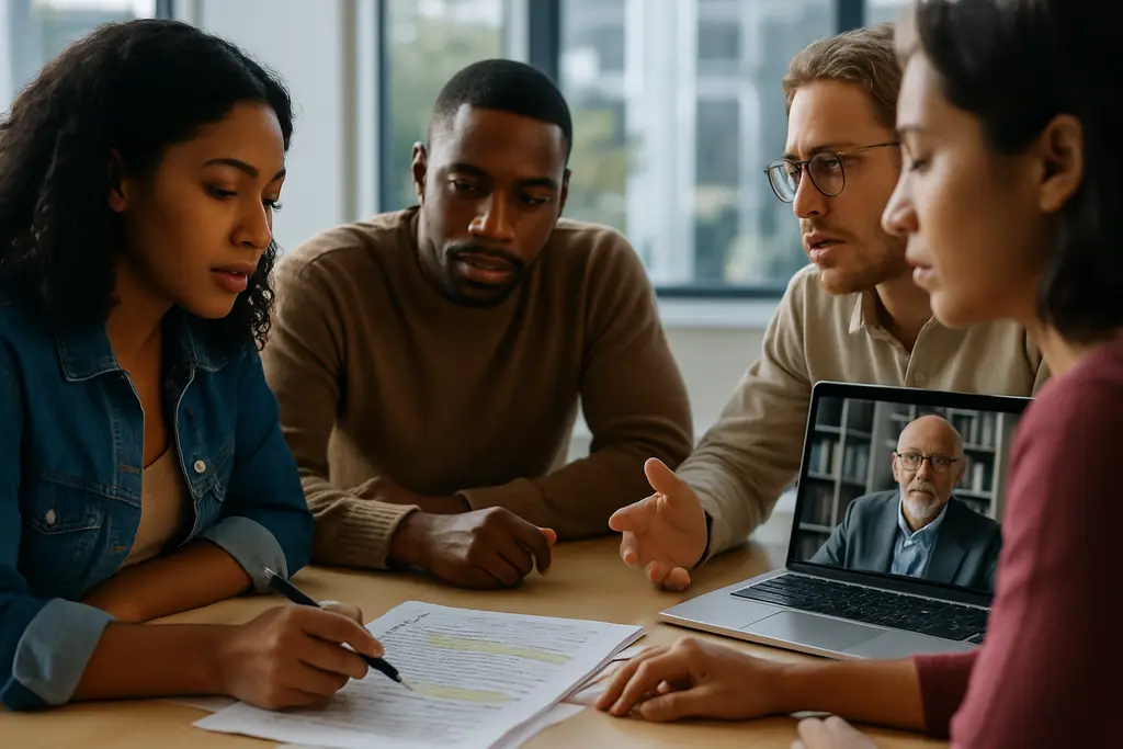 FTC Scam Rulemaking comment review on a laptop at a community workspace